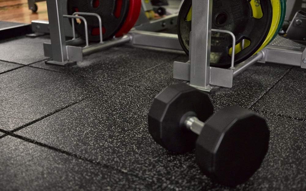 American Floor Mats - Extreme Rubber Gym Tiles - 1 Inch Thick Colorful Rubber Gym Tiles - Superior Shock and Sound Absorbing Tiles - 35% Orange/Grey/White 50 Tile Pack (Covers 200 Sq Ft)