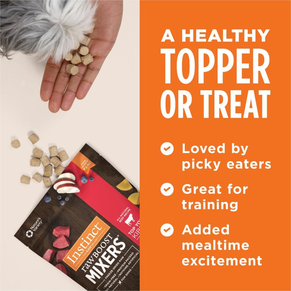 Instinct Raw Boost Mixers, Freeze Dried Dog Food Topper, Grain Free Recipe - All Natural Beef, 14 oz. Bag