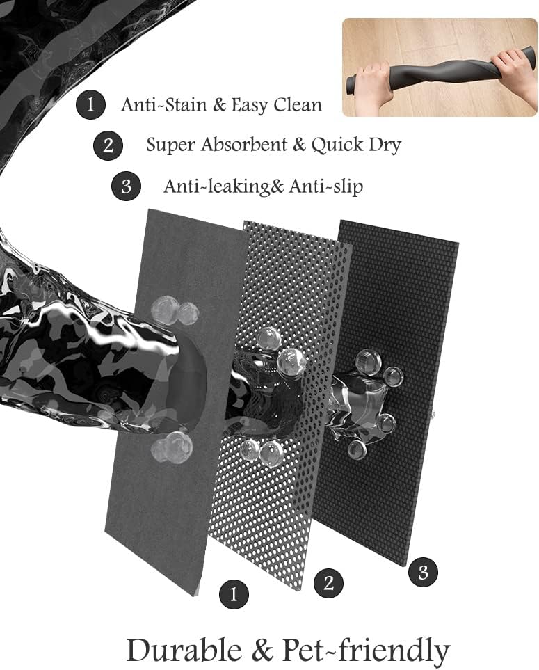 Pet Feeding Mat-Absorbent Dog Mat for Food and Water Bowl-No Stains Quick Dry Dispenser Mat-Dog Accessories Pet Supplies-Bowl for Messy Drinkers(Darkgrey,16"x24"