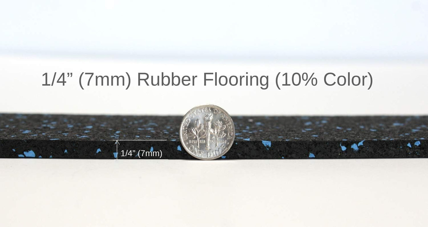 American Floor Mats 1/4in (7mm) Thick 10% Mocha 4' x 13' Heavy Duty Rubber Rolls, Protective Exercise Mats, Home Gym Rubber Flooring