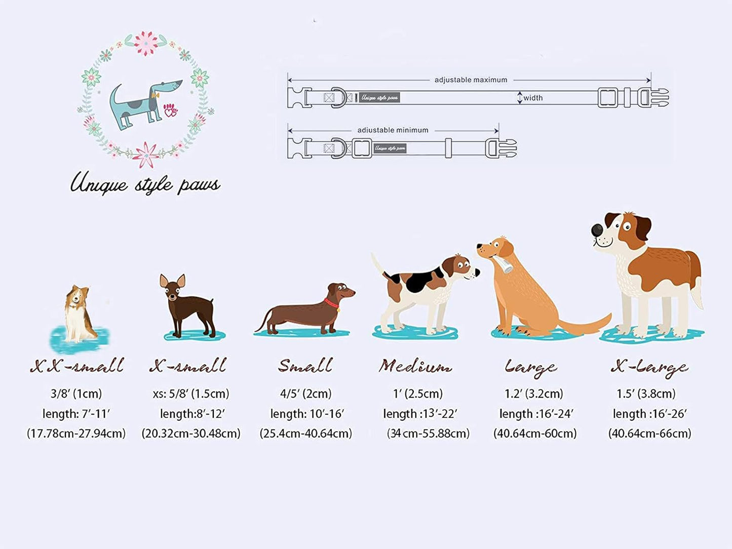 Unique Style Paws Autumn Leaf Collar with Bow Blue Leaf Flower Cotton Dog Collars for Small Medium Large Dogs