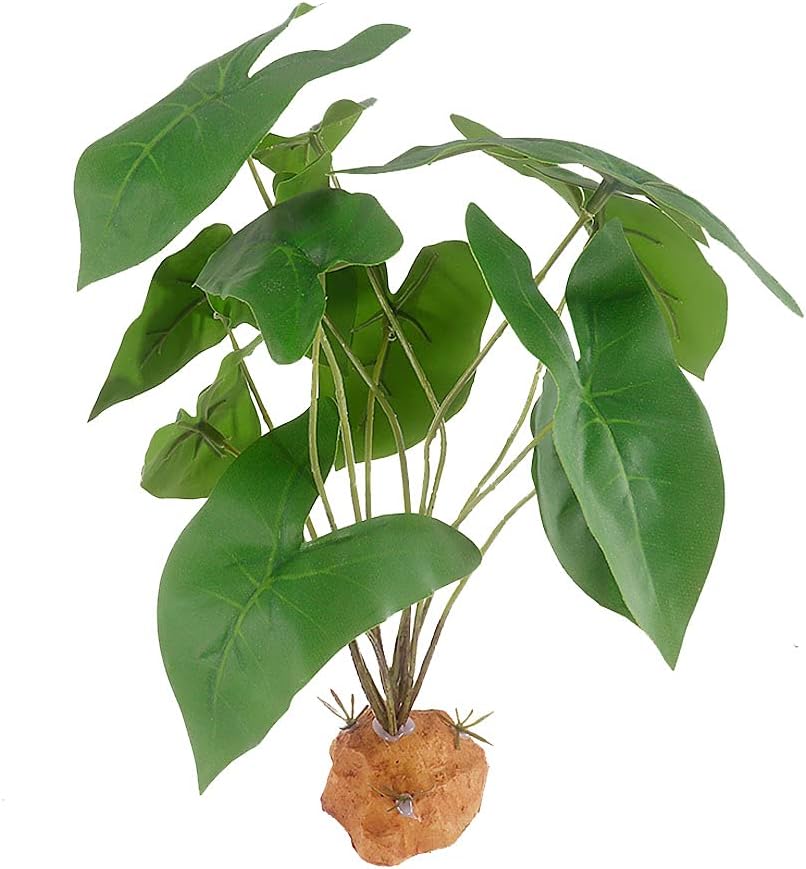 YOGURTCK Reptile Artificial Plants, Amphibian Habitat Hideout, Terrarium Decorations - Scindapsus