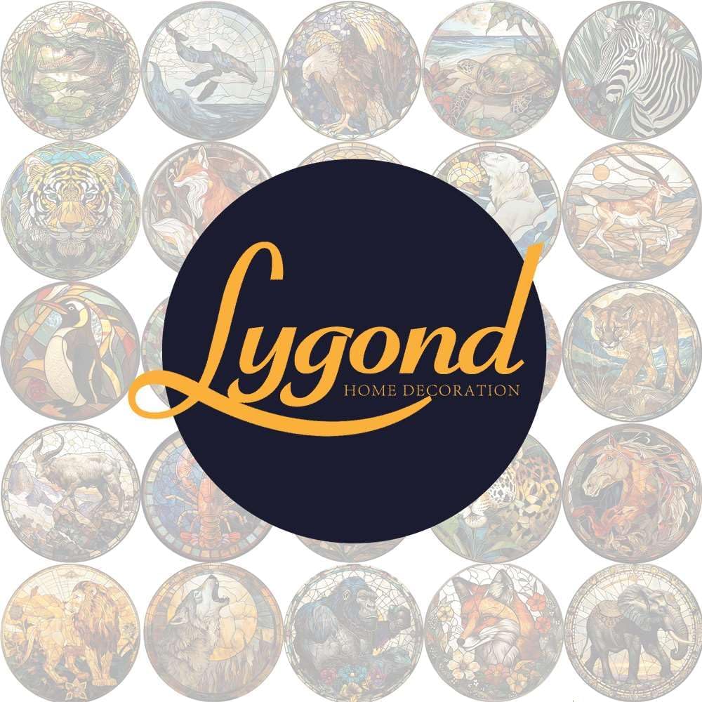 Lygond Metal Tin Sign - Circular Stained Glass Gray Wolf - 1212 Inches