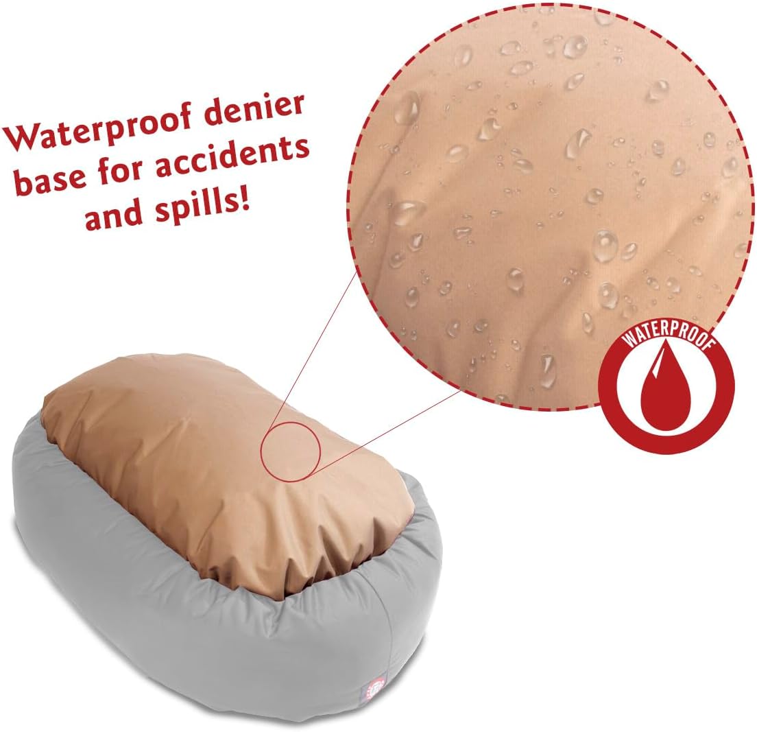 Majestic Pet 32 Inch Micro Velvet Calming Dog Bed Washable 32x23x7 (inch) – Cozy Soft Round Donut Dog Bed with Spine for Head Support - Pet Bed Medium - Vintage