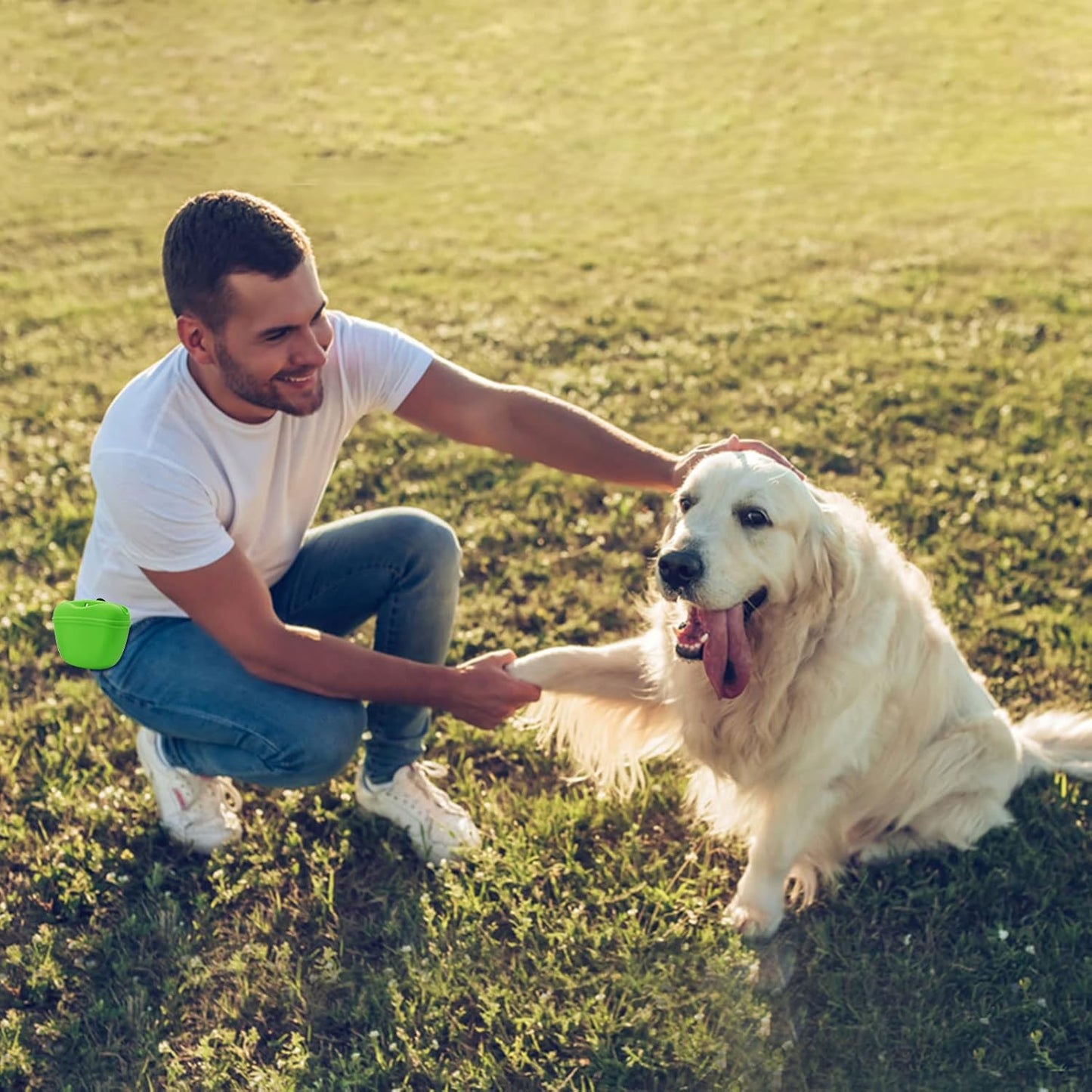 AUDWUD - Silicone Dog Treat Pouch - Clip on Portable Training Container - Convenient Magnetic Buckle Closing and Waist Clip - No BPA