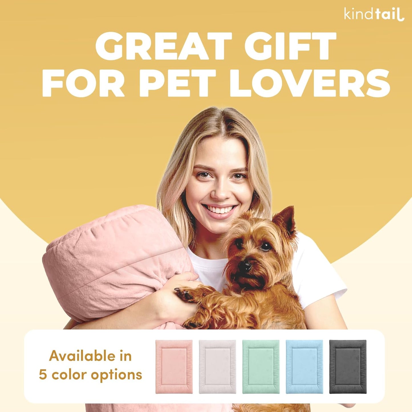 KindTail Dog Crate Pad - Soft Velvet, Reversible Bed - Machine Washable Kennel Mat for Pets up to 25 lbs - Mattress for Cozy Sleeping - 25” x 19” x 1” (Pink, Medium)