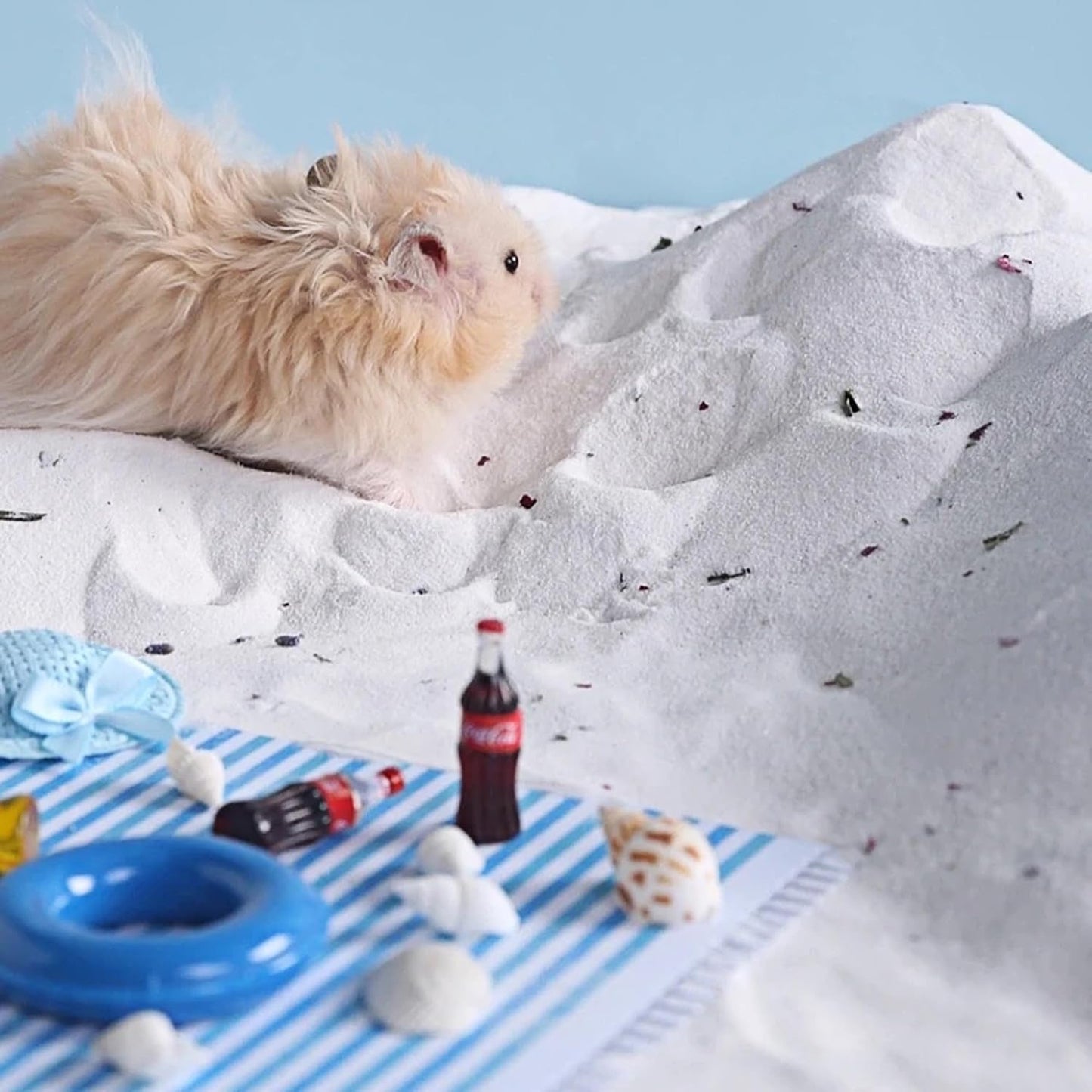 DR.DUDU Hamster Bath Sand, 6.6lb Dust Free Desert Sand or Potty Litter Sand for Hamster Chinchillas Gerbil Syrian Mice Small Animals (White, Flower Smell)