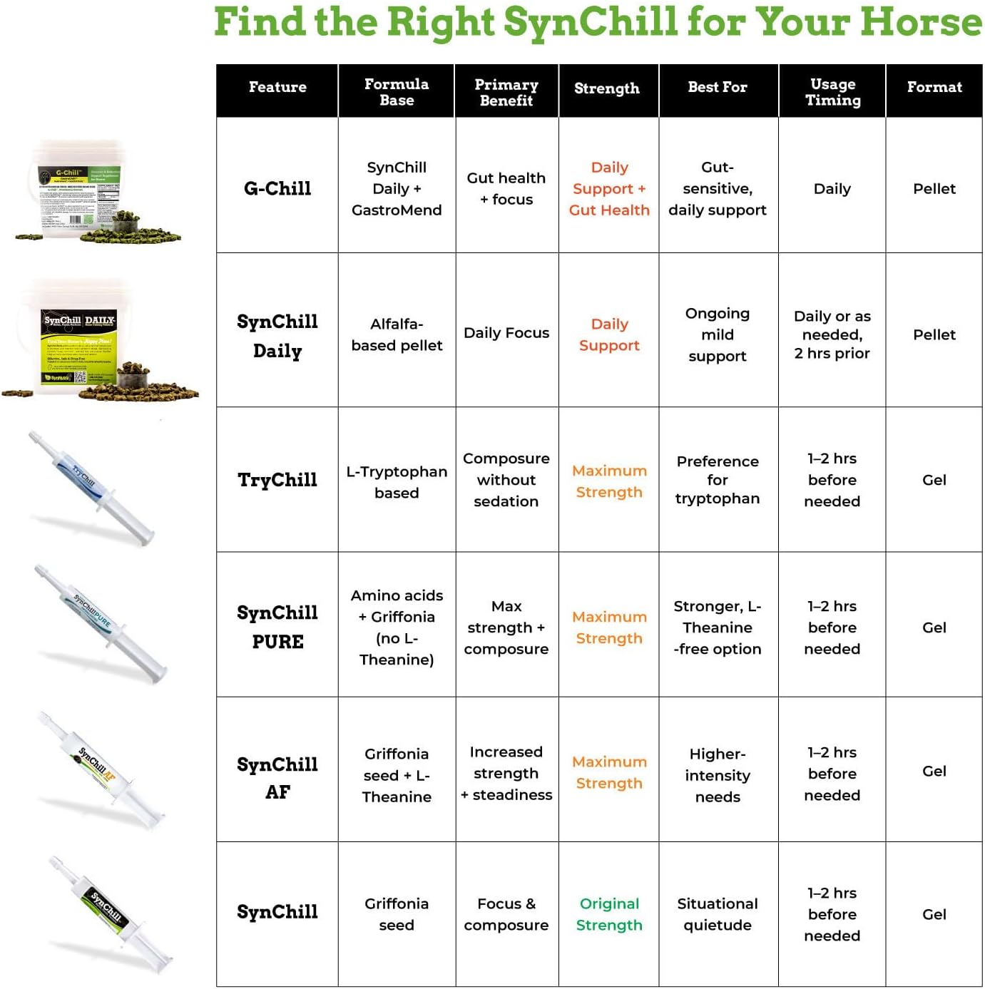 SynChill Oral Horse Calming Gel, 100% Natural & Nutritional Supplement, Lab Proven Results, Designed for Focus & Performance, Approved by Olympic Professionals & Veterinarians, Made in USA - 3-Pack