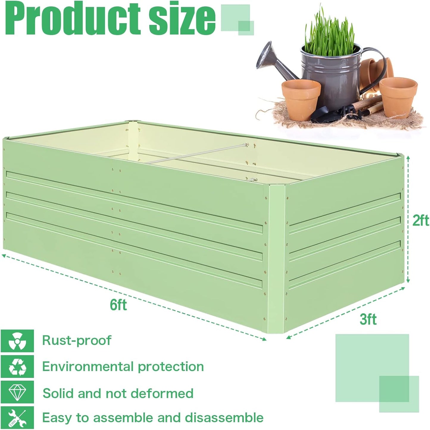 SnugNiture Galvanized Raised Garden Bed 6x3x2FT Outdoor Large Metal Planter Box Steel Kit for Planting Vegetables, Flowers