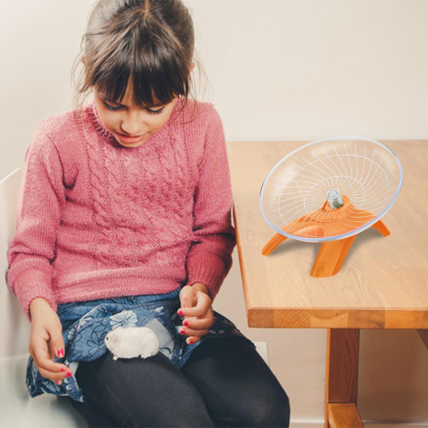 Hamster Wheel Silent Hamster Exercise Wheel Running Spinner Hamster Flying Saucer for Hamsters Gerbils Mice and Other Small Pets (Orange)