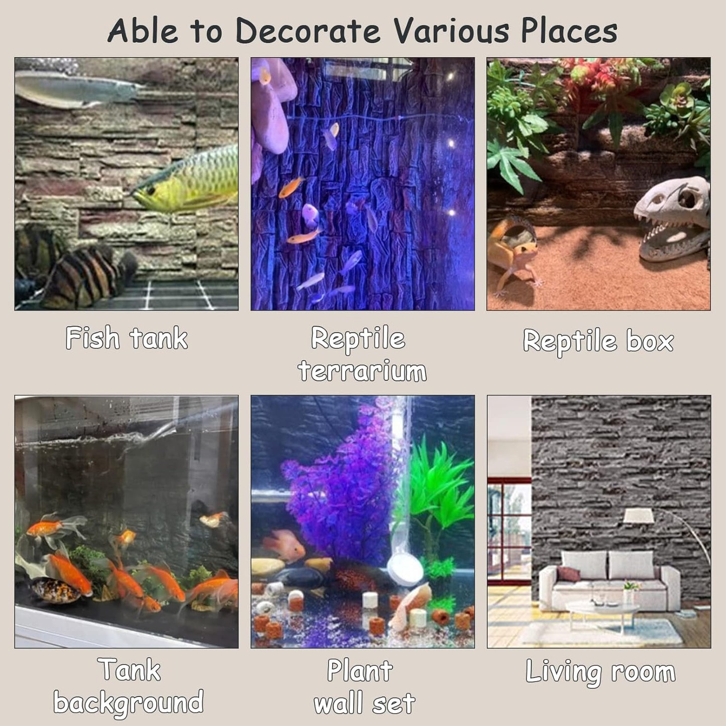 Tfwadmx Rock Terrarium Background 3D Reptile Tank Background Board Amphibian Stereo Backdrop Wall Snake Habitat Decor for Lizard Bearded Dragon Gecko Spider Chameleon Turtle Fish (Small Dragon Stone)