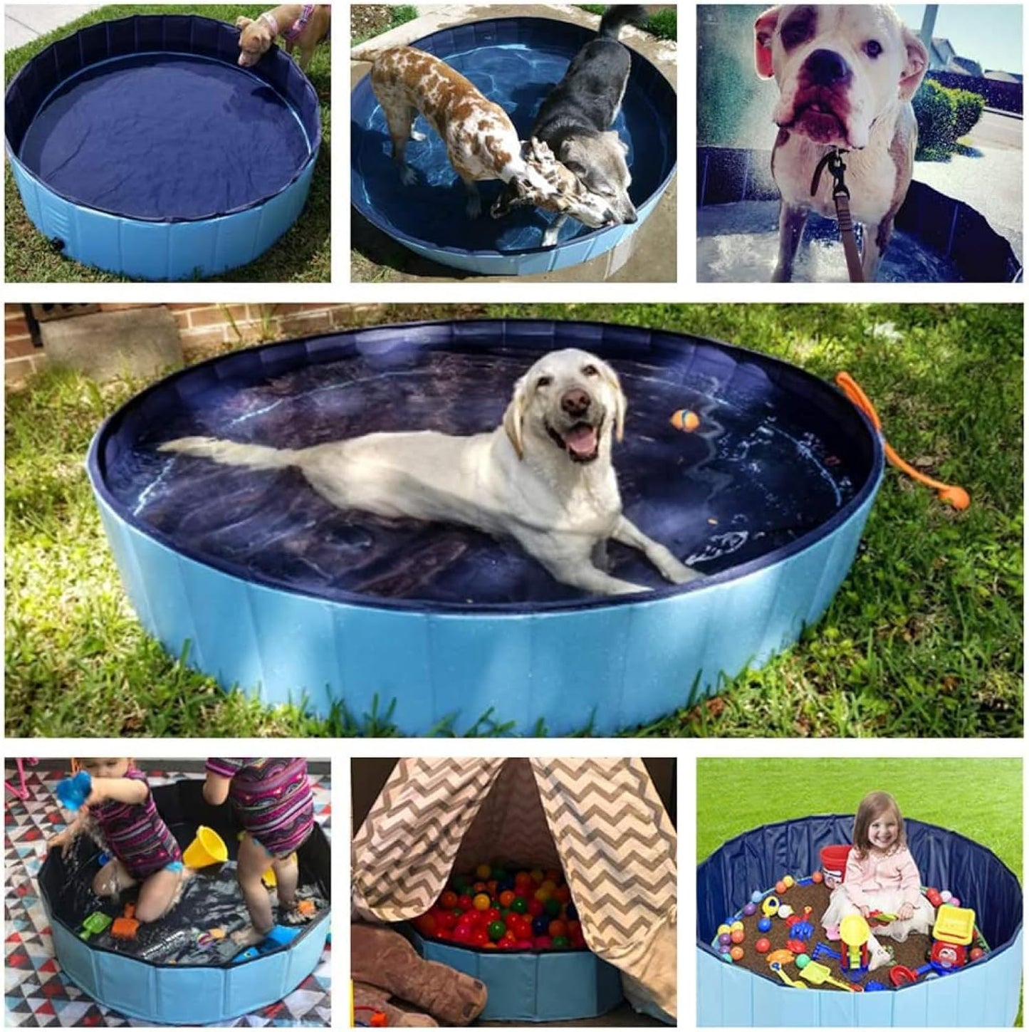 Jasonwell Foldable Dog Pool Collapsible Hard Plastic Dog Swimming Pool Portable Kiddie Pool Pet Pool Doggie Wading Pool Bath Tub for Puppy Small Medium Large Dogs Cats and Kids 97"