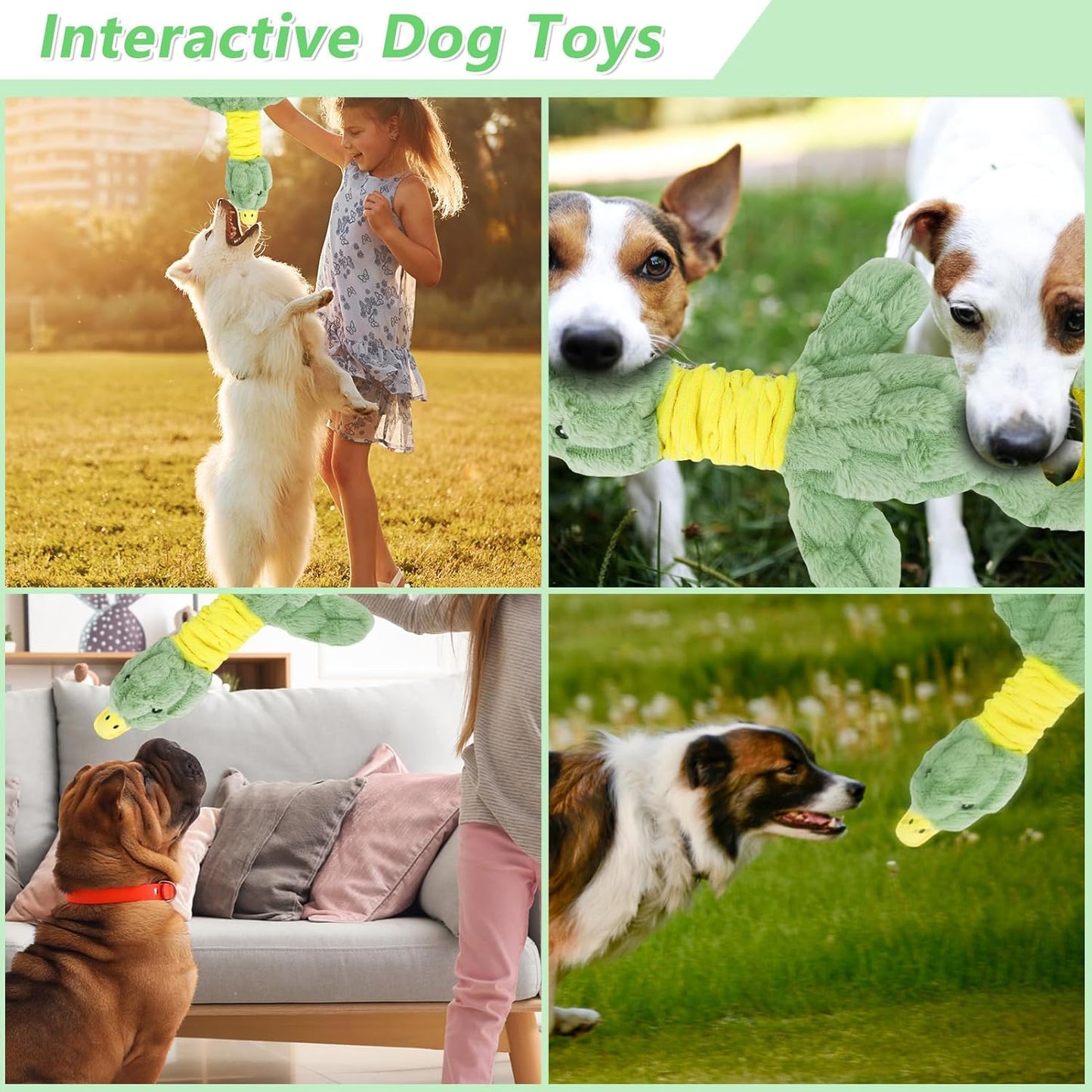 Large Plush Squeaky Dog Toys for Aggressive Chewers, Interactive Tug of War Puppy Toys for Indoor Play - Duck Stuffed Dog Toys with Soft Fabric for Small, Medium, and Large Pets