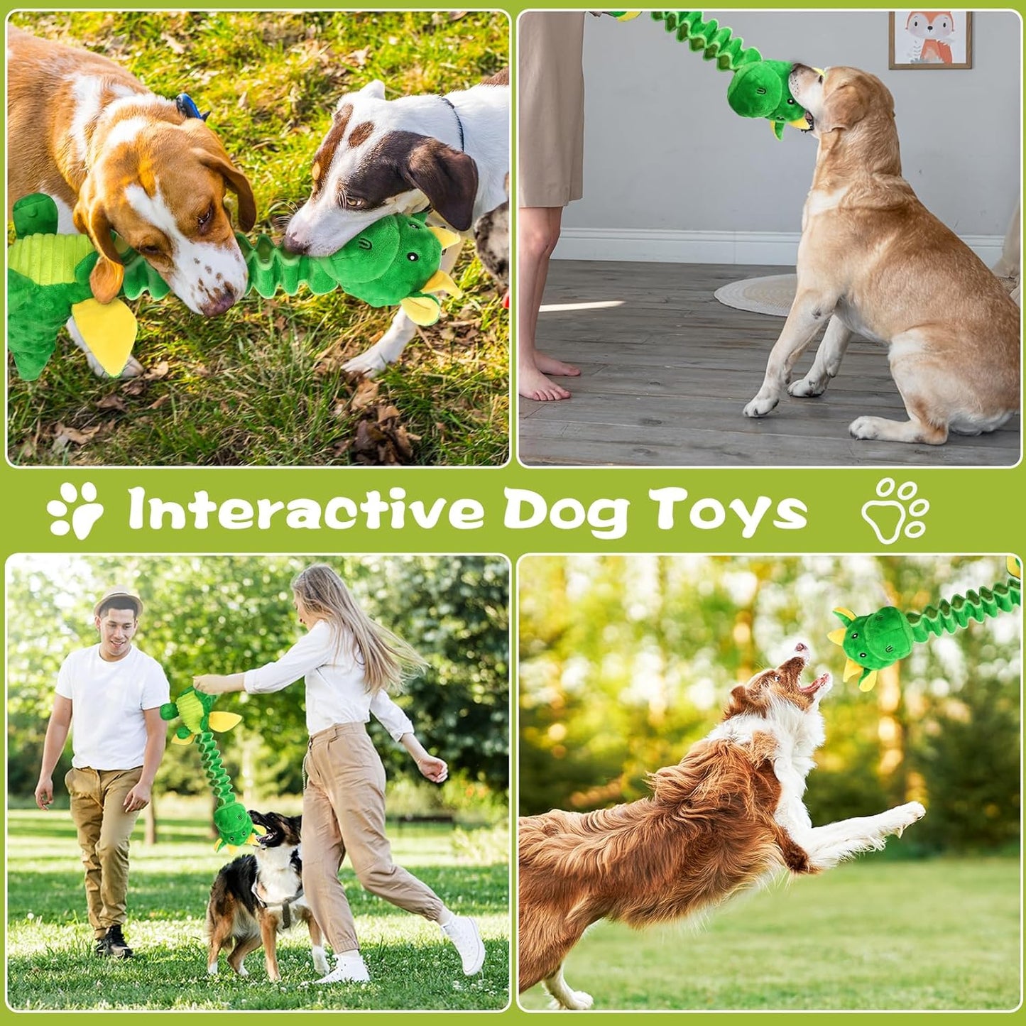 Large Squeaky Dog Toys, Tug-of-War Puppy Toys with Crinkle Paper, Stuffed Plush Animal Dog Toys to Keep Them Busy, Bonding Time Pet Toys for Small, Medium, Large Dogs