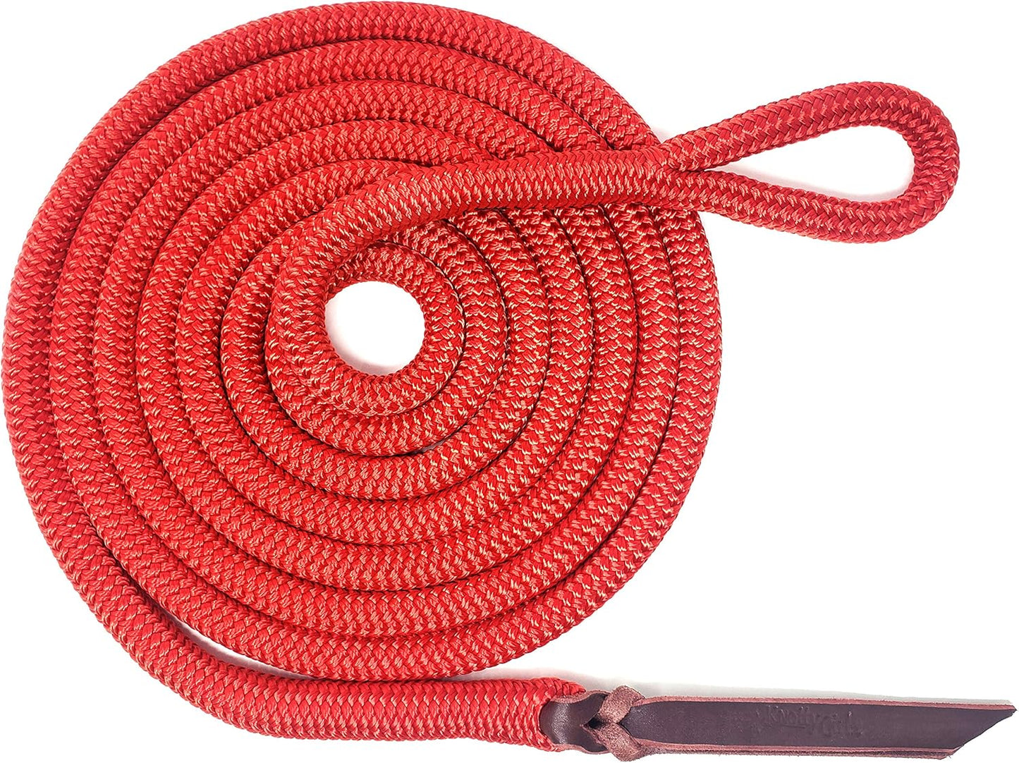 Double Braid Lead Rope with Eye Splice Loop, 12-14FT Lengths (Red, 12 ft.)