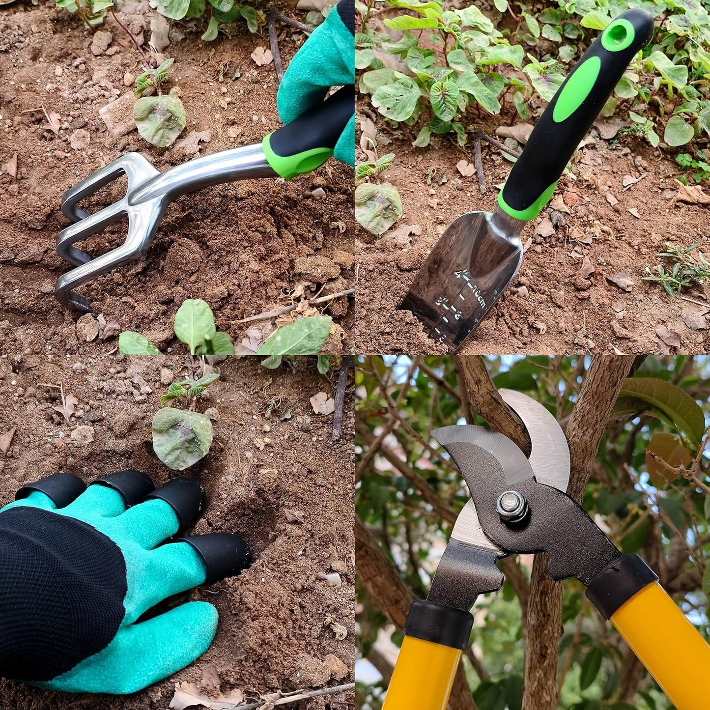 Gardening Tools – 42 Piece Premium Gardening Tool Set,Heavy Duty Hand Tools with Fashion Garden Tools Organizer Handbag,Rust-Proof Gardening Tool Kit, Ideal Gardening Gifts for All (Green/Grey)