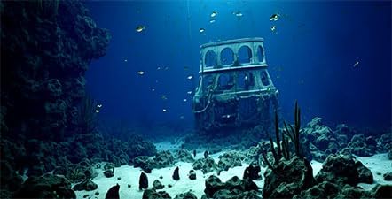 30X12IN Natural Underwater Aquarium Background, Pictures 3D Fish Reef Fish Tank Decoration Background, with 8 EVA Double-Sided Tape