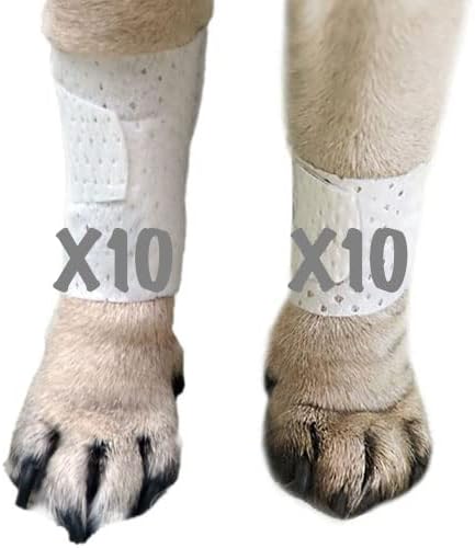 Basic Leg Bandages for Dogs, Cats, Pets -First- aid Non Adhesive Fur Friendly, Soft Stretch Wound Care, hot Spots, Fungus, Adjustable Fastening Strap Value Pack (Small 20-Pack)