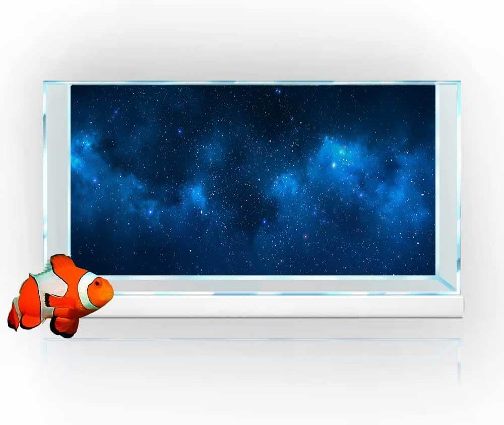 60X24IN Starry Aquarium Background, Art Starry Fish Tank Decorations Background, with 8 EVA Double-Sided Tape