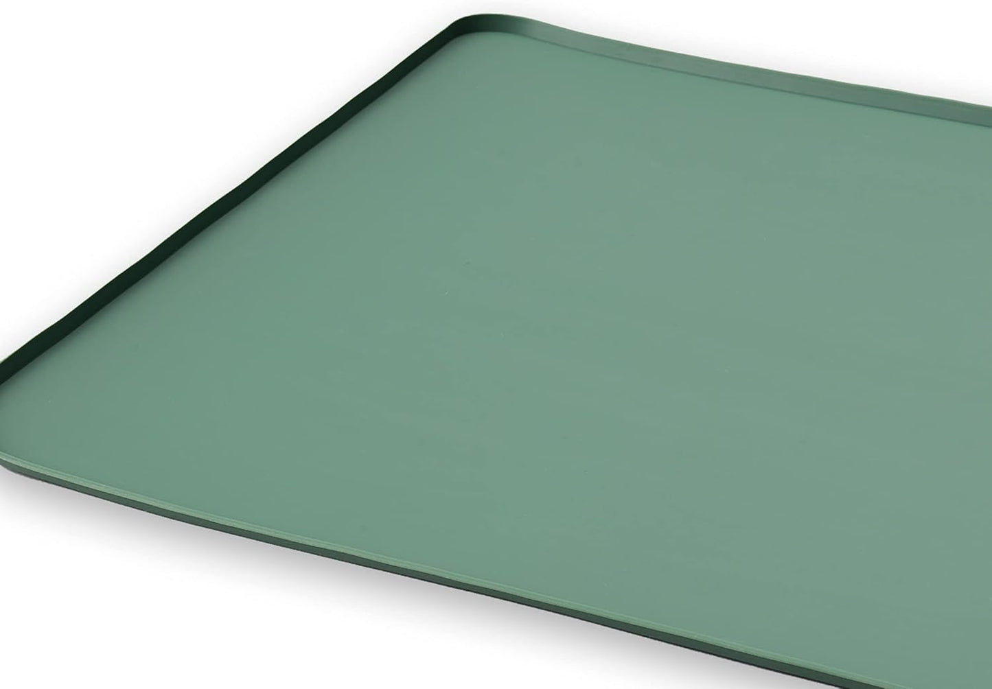 Silicone Dog Mat for Water Bowl and Food Dish, Pet Mat for Floors, Waterproof Dog Food Tray (Green)