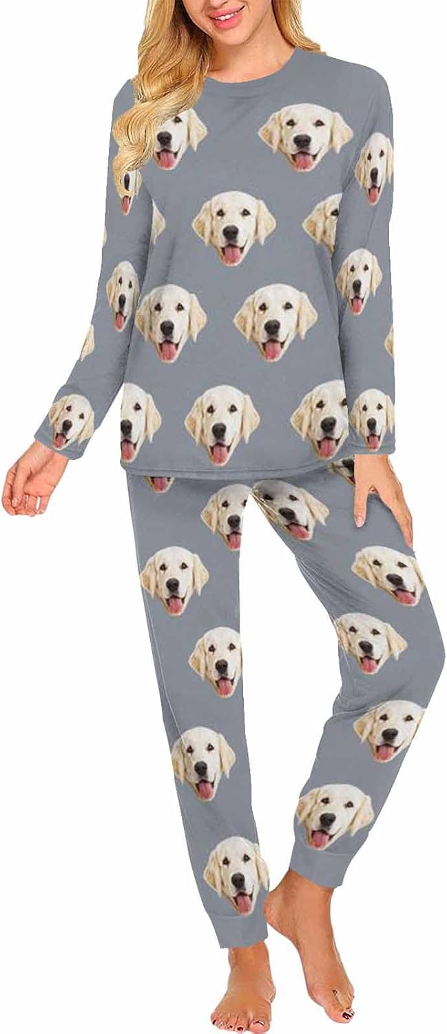 MyPupSocks Custom Face Pajamas Sets for Women, Personalized Photo Sleepwear XS-XXL