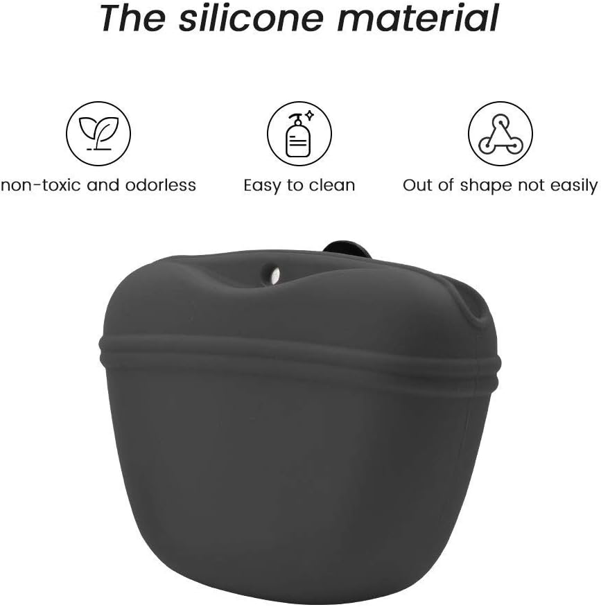 AUDWUD - Silicone Dog Treat Pouch - Clip on Portable Training Container - Convenient Magnetic Buckle Closing and Waist Clip - No BPA