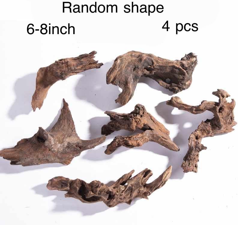 Small Natural Driftwood for Aquarium Styling Carefully Selected Natural Aquarium Decor Driftwood for Reptile Tank Reptile Tank Wood Decor (Driftwood 6-8inch 4pcs)