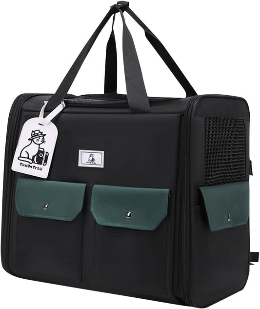 Dog Backpack, Pet Backpack with Breathable Mesh, Pet Travel Carrier with Soft Padded, Reinforced Support, Airline Approved Cat Backpack(Black)