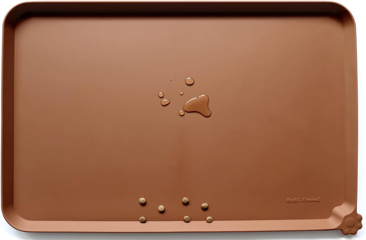 Hoki Found L Silicone Non Slip Pet Dog Cat Bowl Mats - Placemat - Feeding Mat - Waterproof - For Carpet - Caramel