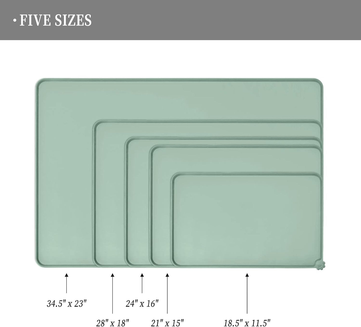 Waterproof Pet Feeding Mat with High Raised Edges, Heavier and Thicker Placemats for Cat Dog Water Bowl with BPA Free, Dogs Cats Food Mats for Messy Drinkers to Prevent Spill and Protect Floors