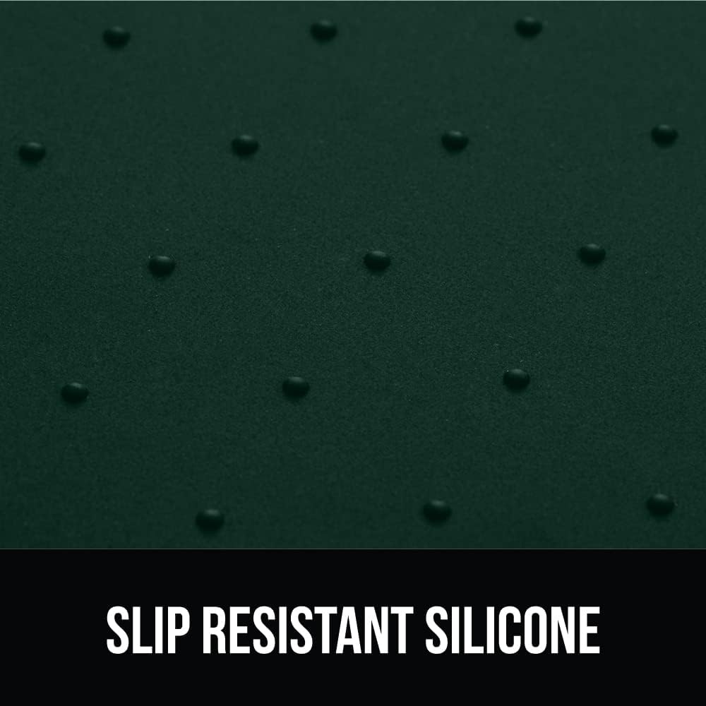 GORILLA GRIP 100% Waterproof Raised Edge BPA Free Silicone Pet Feeding Mat, Dog Cat Food Mats Contain Spills Protects Floors, Placemats for Cats and Dogs Water Bowl, Pets Accessories 23x15 Green