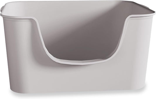 Small Cat Litter Box with High Sides,Cat Boxes for Indoor Cats,Cat Litter Pan for Kitty,Litter Box with Low Entry,Easy to Clean,Anti-Splashing (Grey)