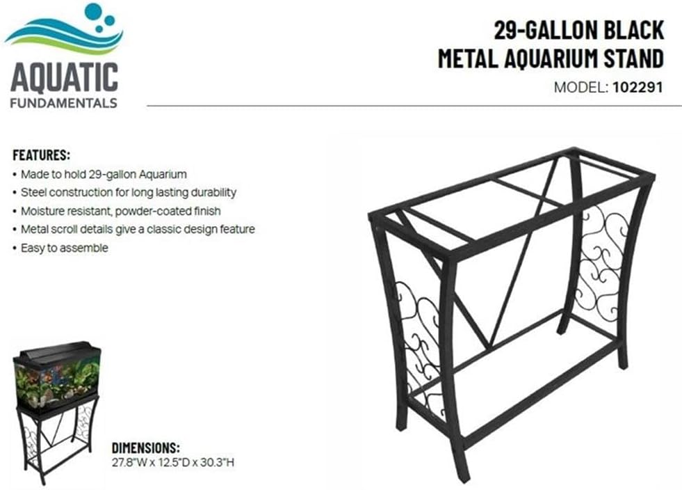 MAKLAINE Traditional Steel 29 Gallon Metal Aquarium Stand in Black