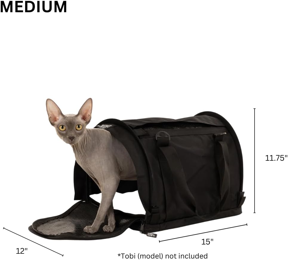 SturdiBag Pro 2.0 Pet Travel Carrier with Flexible Height for Cats and Dogs | Soft Sided Pet Carrier Bag with Safety Clips and Seatbelt Straps for Airplane or Car Travel | Medium, Orange