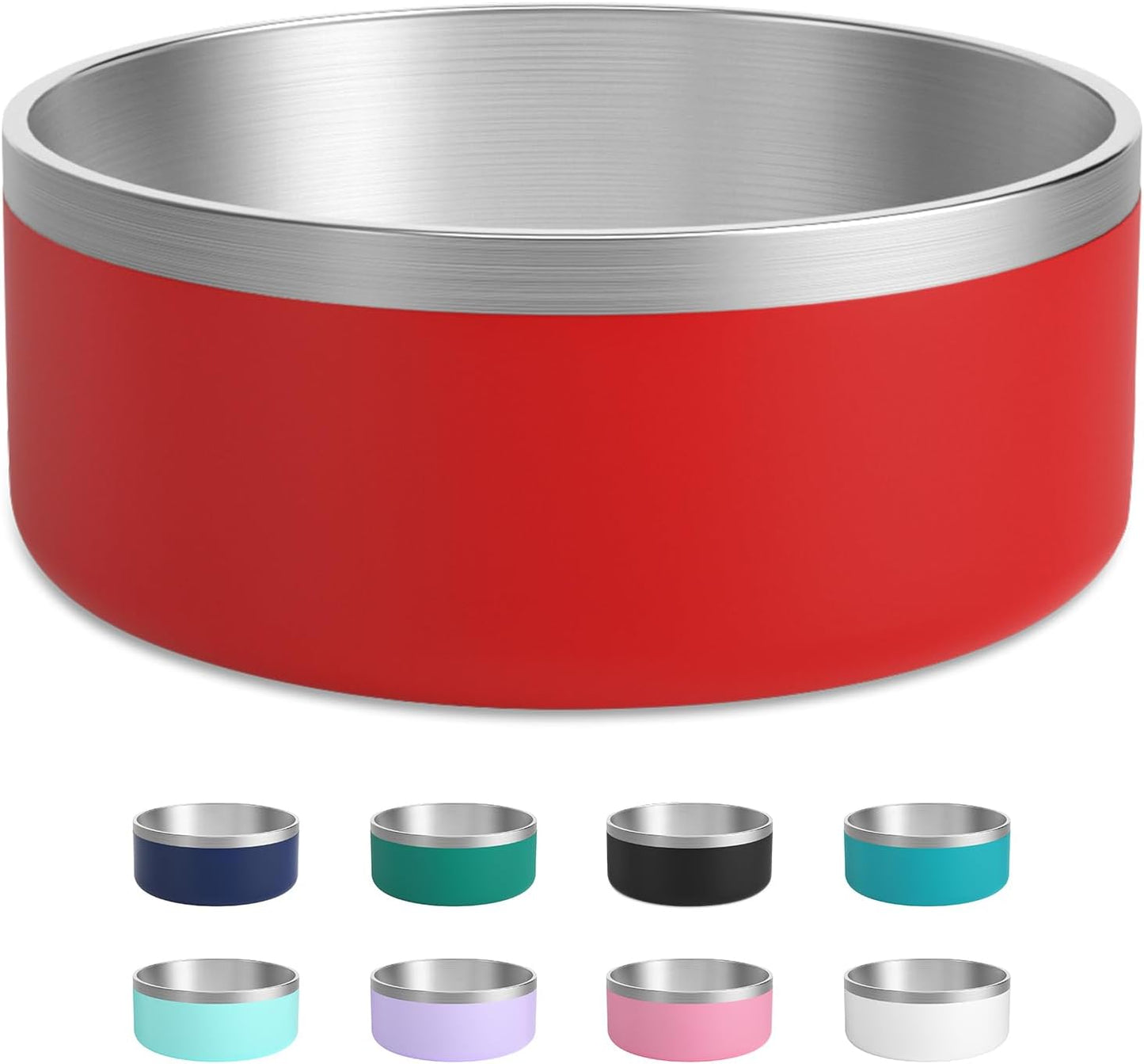 Stainless Steel Dog Bowl, Metal Water and Food Dish for Large Dogs, Insulated Non-Slip Pet Bowl, Easy Clean, 40oz, Red