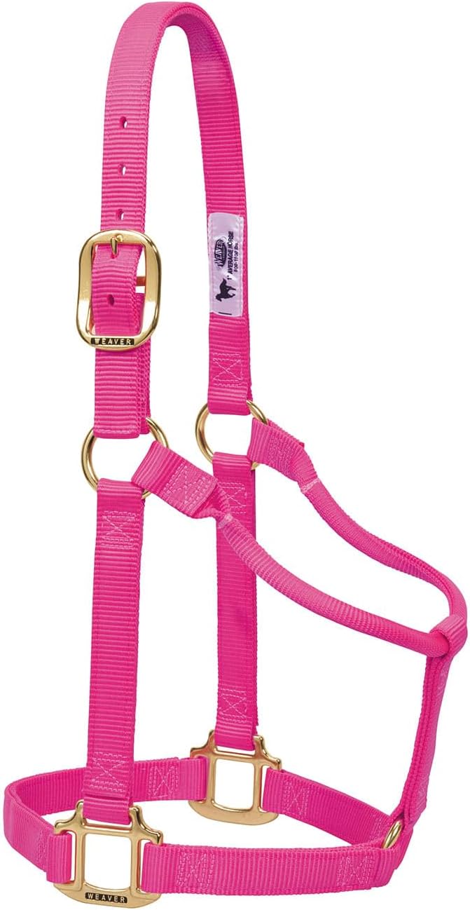 Weaver Equine Nylon Horse Halter, Triple-Ply Cheek Design, Original Non Adjustable Halters for Horses, Equine Tack,Average Size, Black