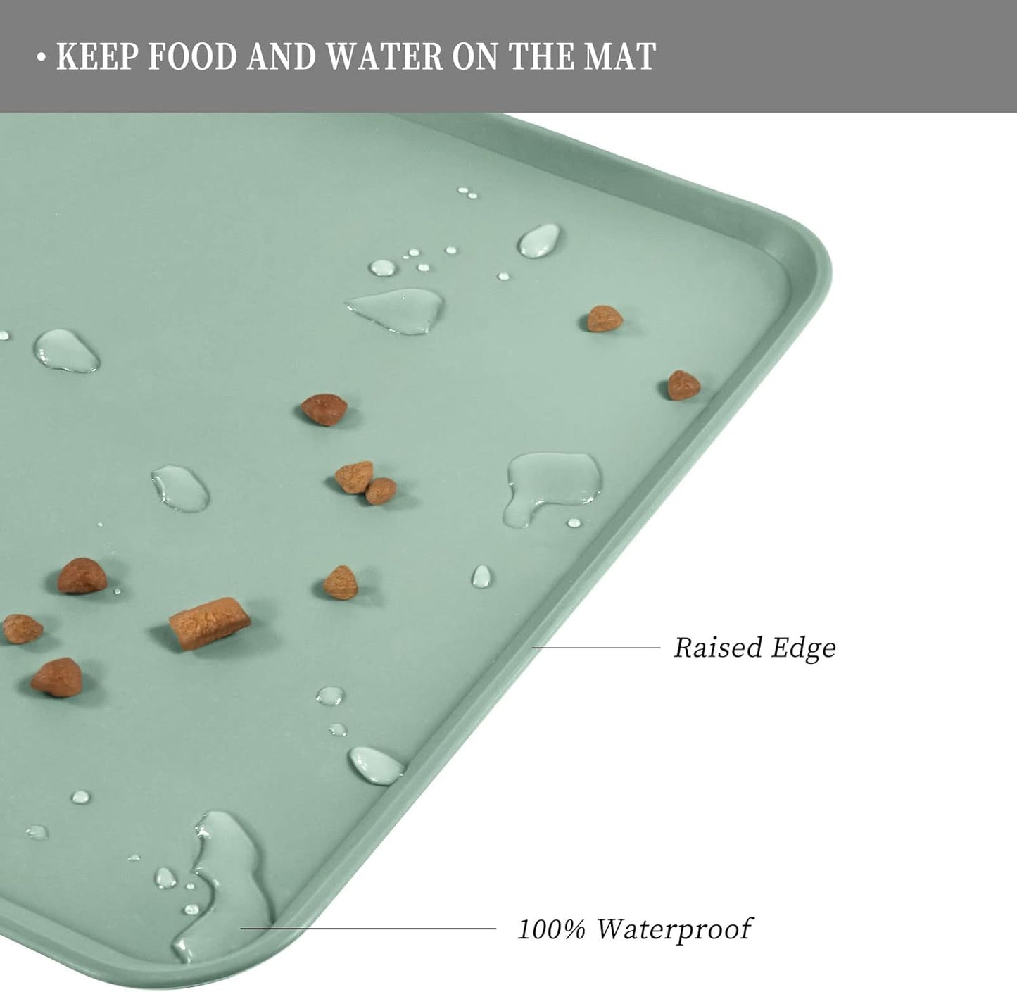 Waterproof Pet Feeding Mat with High Raised Edges, Heavier and Thicker Placemats for Cat Dog Water Bowl with BPA Free, Dogs Cats Food Mats for Messy Drinkers to Prevent Spill and Protect Floors