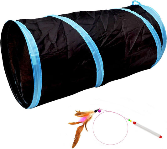 iCAGY Cat Tunnel for Indoor Cats Interactive, Rabbit Tunnel Toys, Pet Toys Play Tunnels for Cats Kittens Rabbits Puppies Crinkle Collapsible Pop Up Black 20"