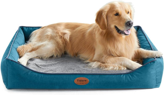 Orthopedic Dog Beds for Medium Dogs, Durable Egg Crate Foam Sofa Dog Bed wit Washable Removable Cover,Waterproof Lining,Pet Bed for Large Dogs (Peacock Blue, 39.4" L x 31.5" W x 7.4" Th)