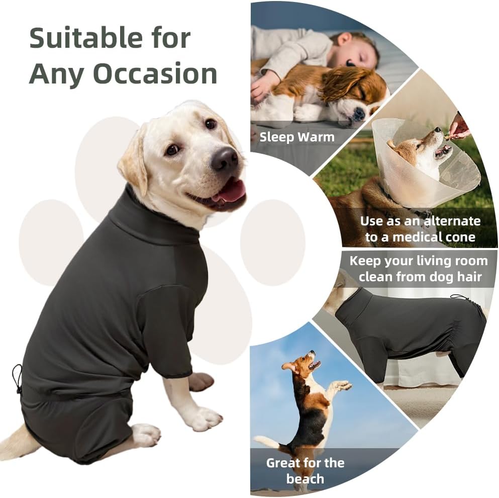 Dog Pyjamas PJS Sweater Clothes and Home Clothing Suitable for Medium to Large Breeds of Dogs, Dog Neutering Suits, Extra-Large Stretch Fabric, Four-Legged Clothes(Thin Dark Gray, 5XL)
