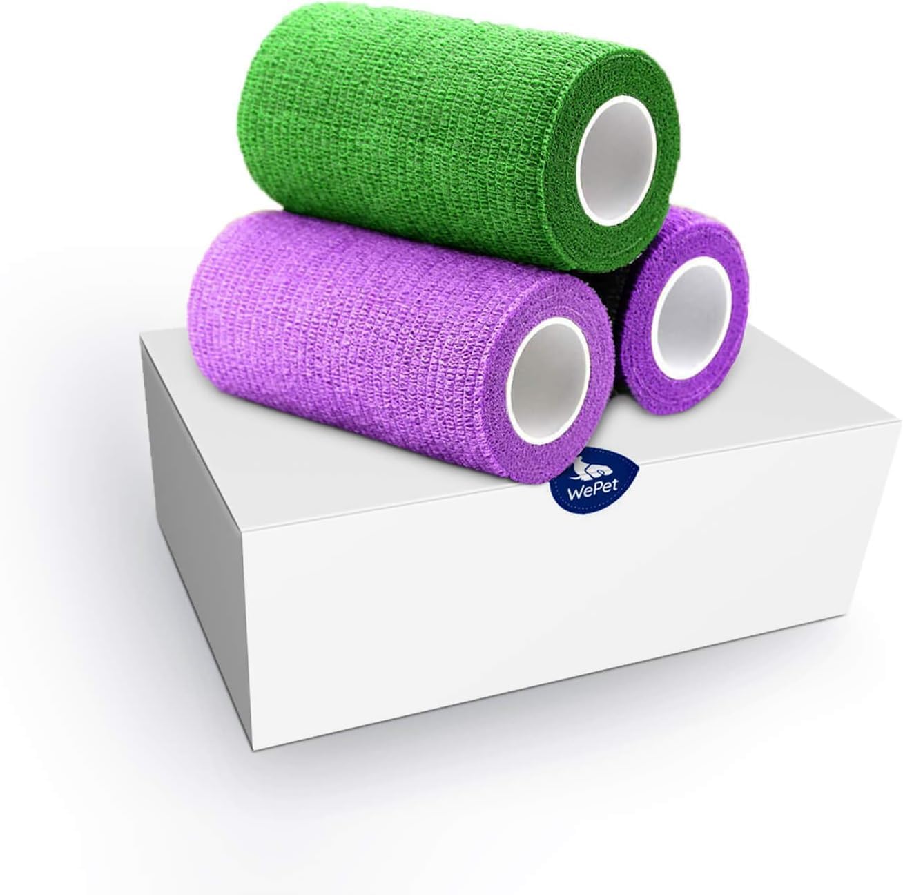 WePet Pet Wrap, Self-Adhesive Non-Woven Bandage, Emergency Cohesive Gauze, for Dogs, Cats, Horse, Birds, Wounds, Wrist Healing, Ankle Sprain, 4 Inch, 3 Rolls