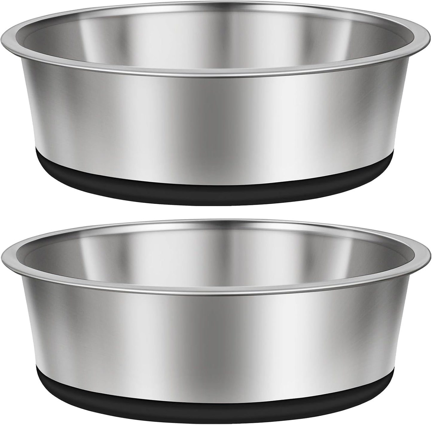 Taglory 2 Cup Stainless Steel Dog Bowls Set of 2 for Food and Water, Silicone Base Anti-Slip, Rust Resistant, Extra Thick Metal Dog Bowl for Cats and Puppies, 17oz, Black