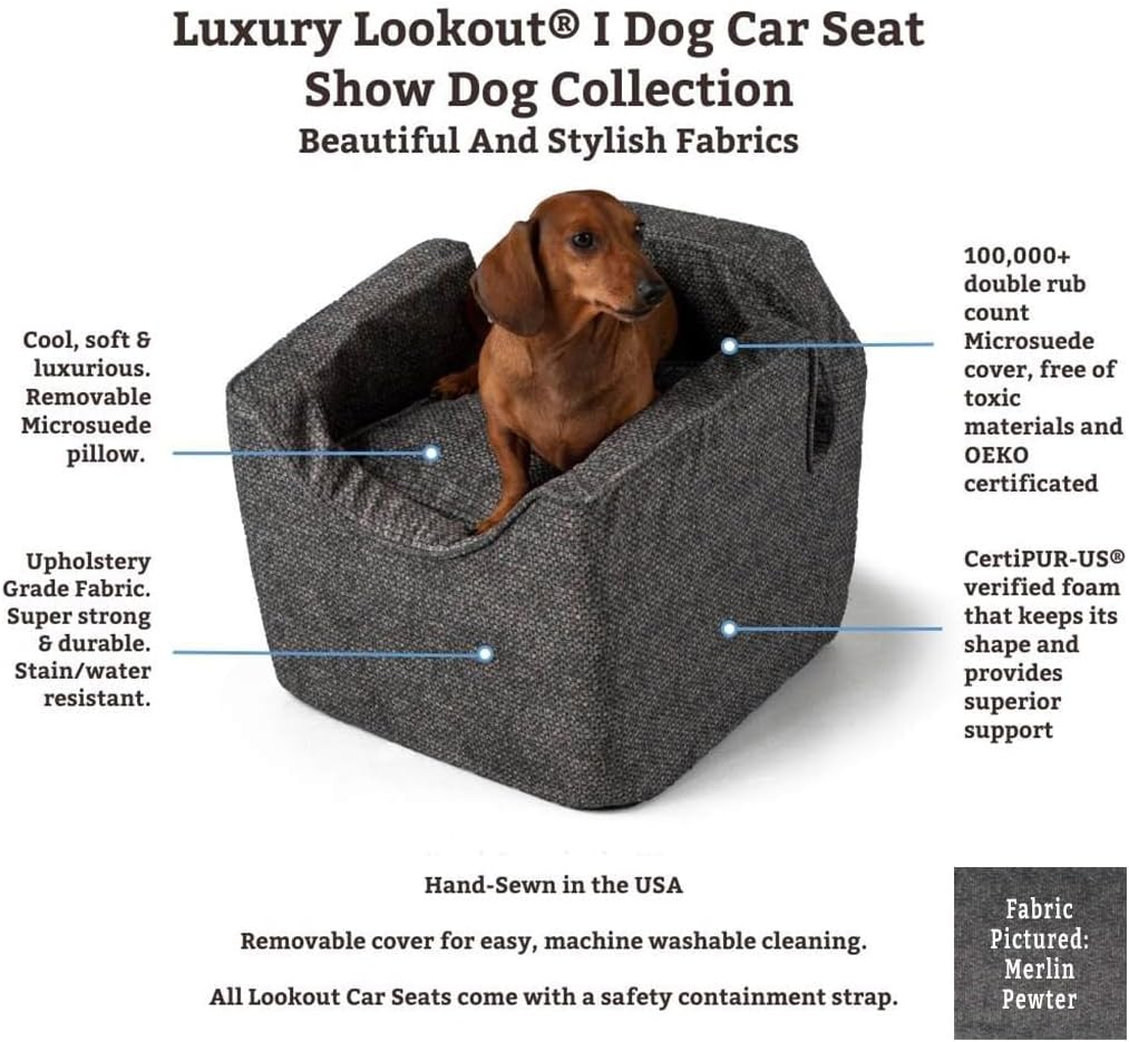 Snoozer Luxury Lookout Pet Car Seat, Small Luxury I, Navy Mutt