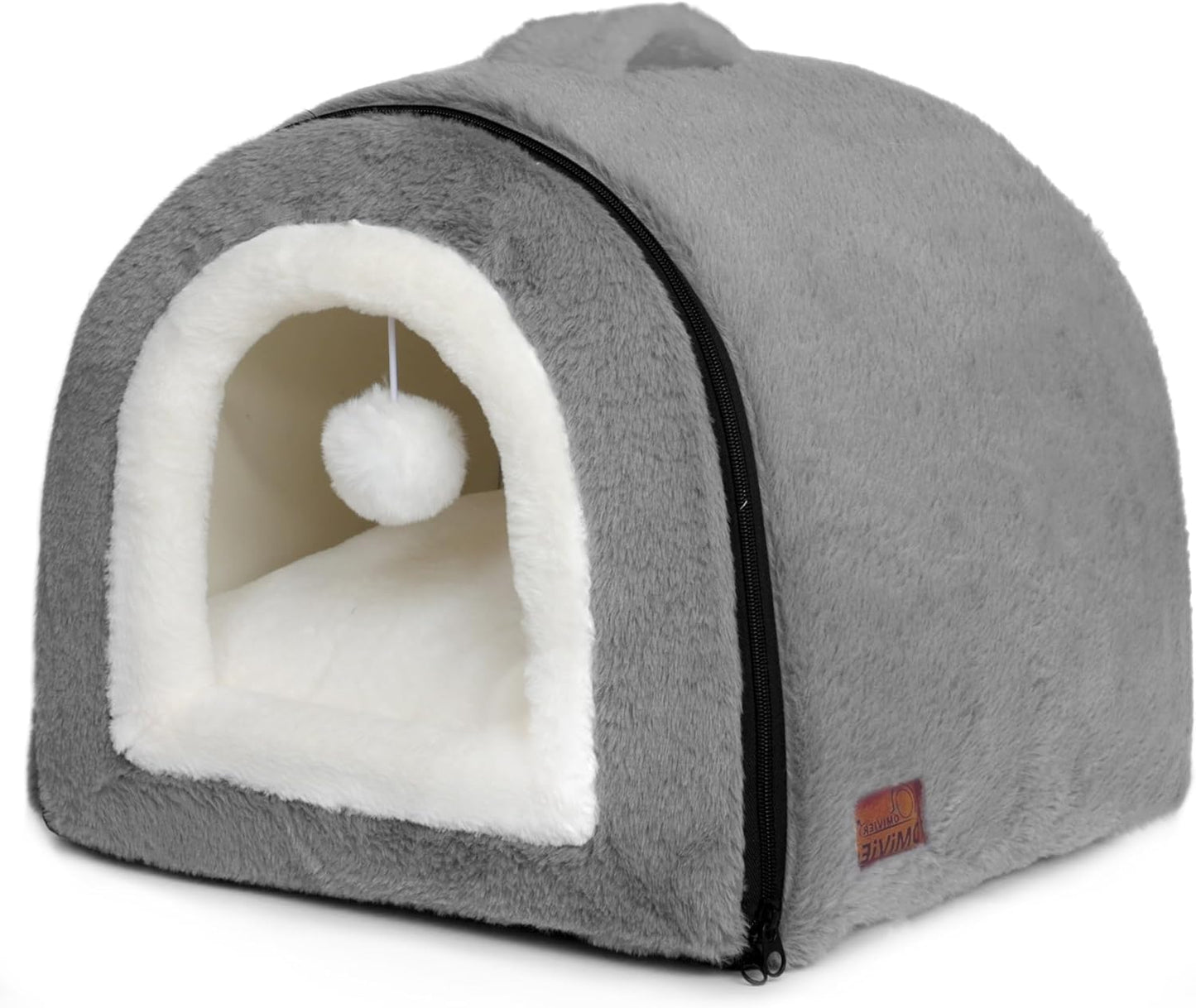 Cat Bed for Indoor Cats，Foldable cat cave，Anti-Slip & Water-Resistant Bottom，cat Houses for Indoor Cats or Small Dogs, Kitten Tent, Rabbit Bed (Dark Grey, L:(17.5"×16.9"×15.9"))