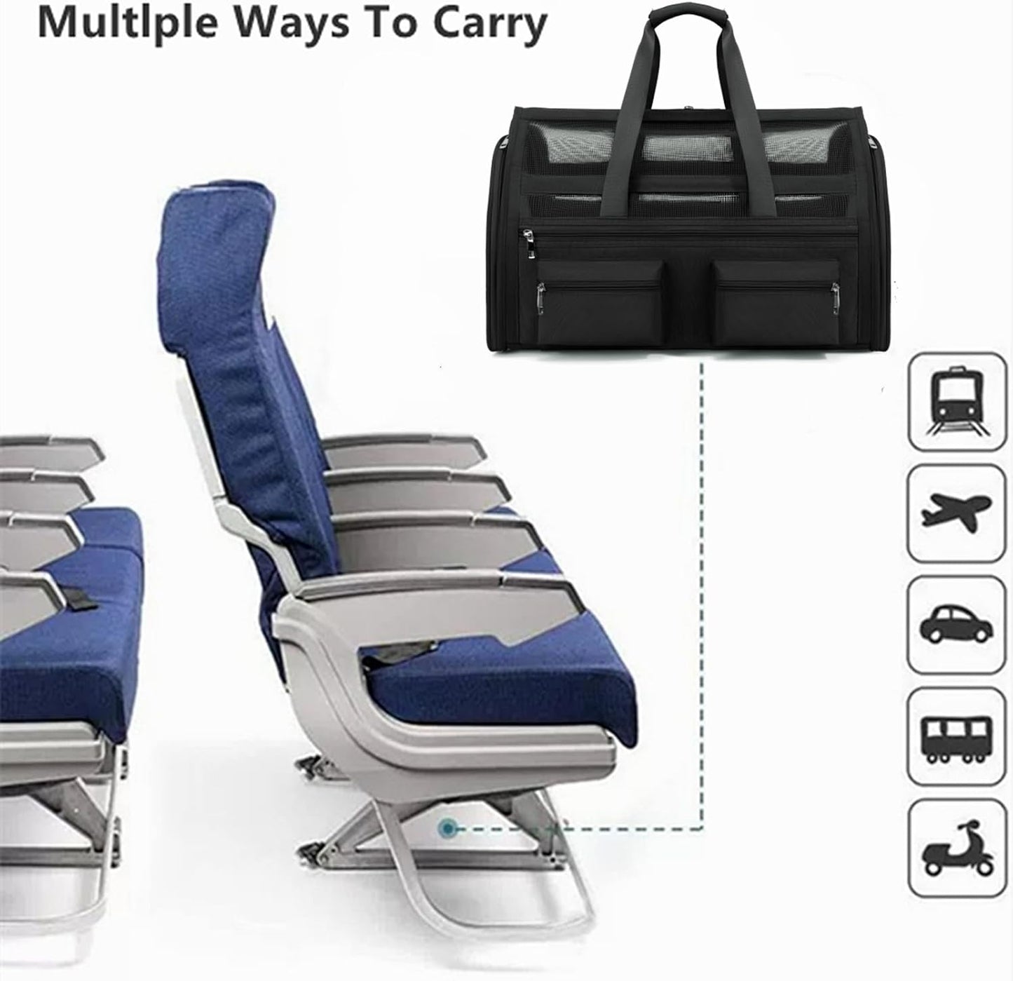 Cat Carrier Bag,Soft Sided Ventilated Pet Carrier for Small Dog Airline Approved Travel Puppy Carrier with Breathable Mesh, Foldable Portable for Outdoor Car