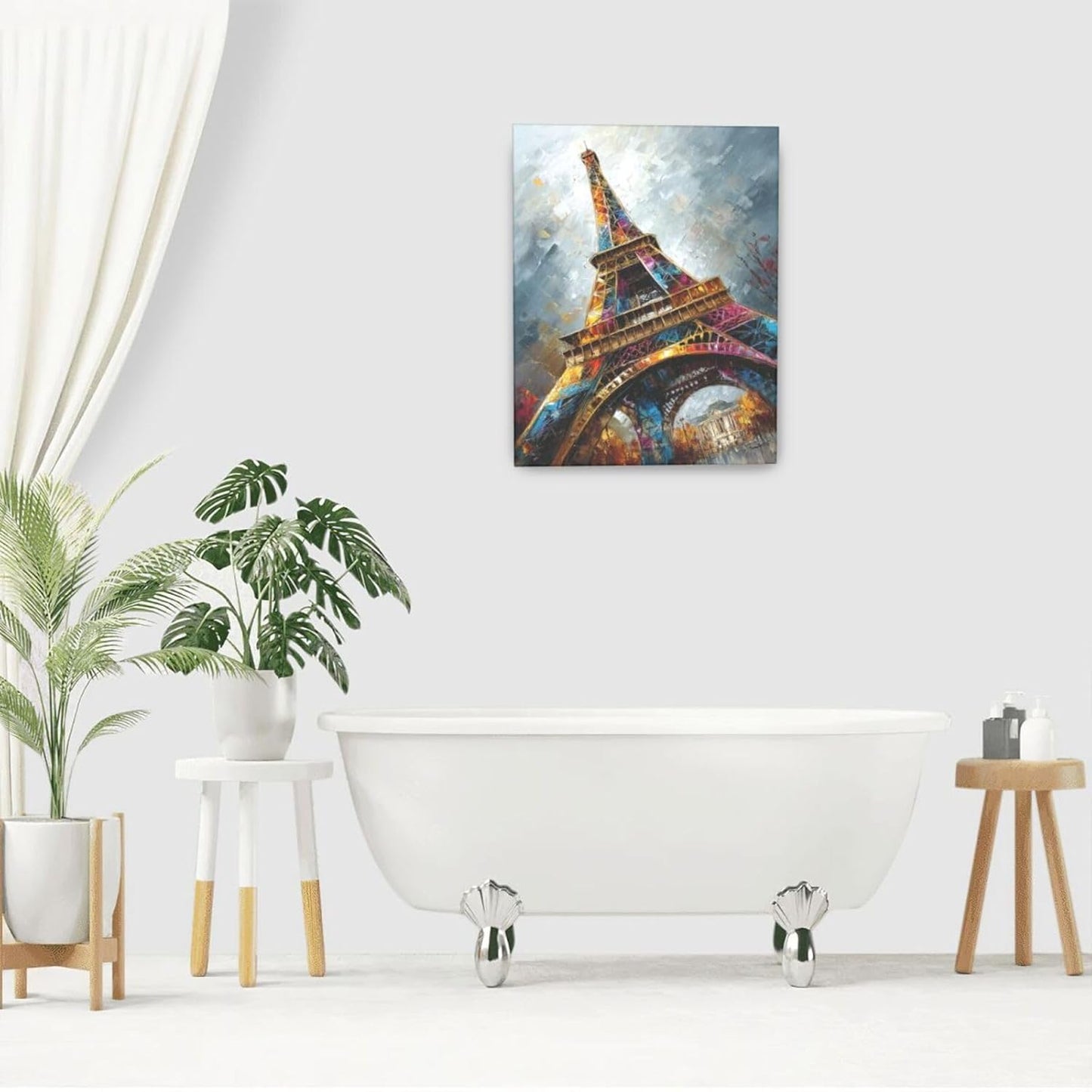 Paris Eiffel Tower Wall Art Paris Architecture Canvas Wall Decor Europe City Eiffel Tower Pictures Painting Print Artwork Framed Decorations Gifts for Living Room Bedroom Office 16"x20"