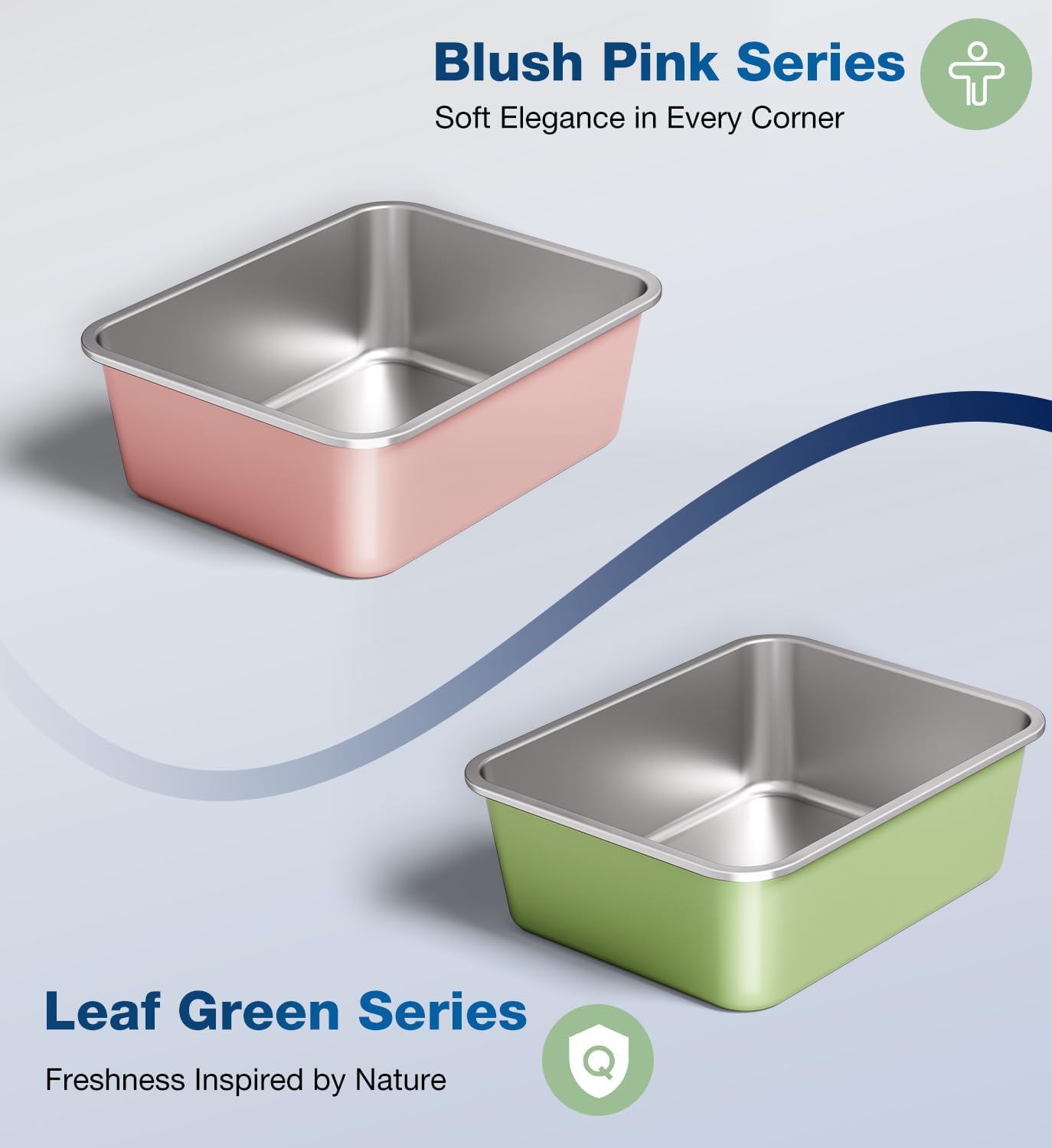 Stainless Steel Litter Box, Large Metal Cat Litter Box with High Sided for Big and Small Cats, Non-Stick, Easy to Clean, Odor-Free, 23.4" L×15.6" W×7.8" H, Leaf Green