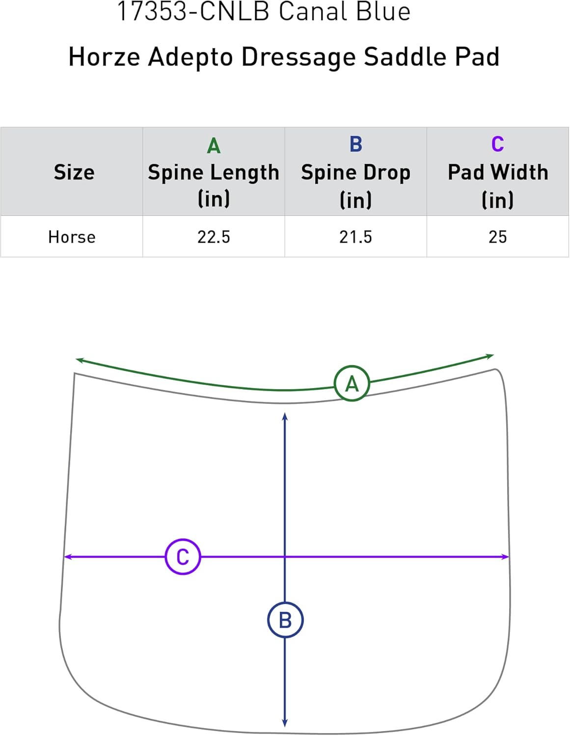 HORZE Adepto Quilted Quick-Dry Dressage Saddle Pad for Horses with Two-Tone Trim
