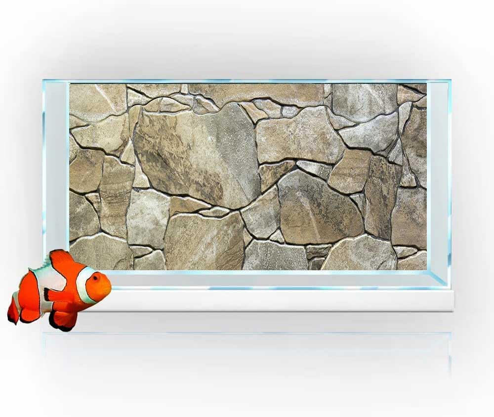 48X18IN Marble Aquarium Background, Art Marble Aquarium Background, Natural Marble Glass Terrarium Background with 8 EVA Double-Sided Tape