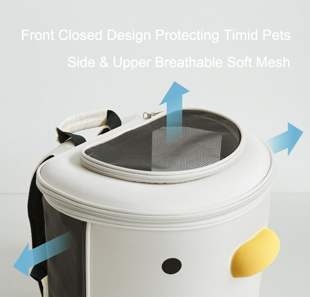 PURROOM Cat Carrier Backpack, Pet Backpacks for Carrying Small Dogs, Cute Design. Upper Cover & Side Ventilation Soft Mesh & Safety Straps. Used for Travel, Hiking, Car, Go to Vet, Outdoor.